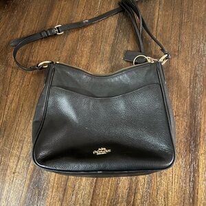Coach Black Pebbled Leather Crossbody with Gold Hardware